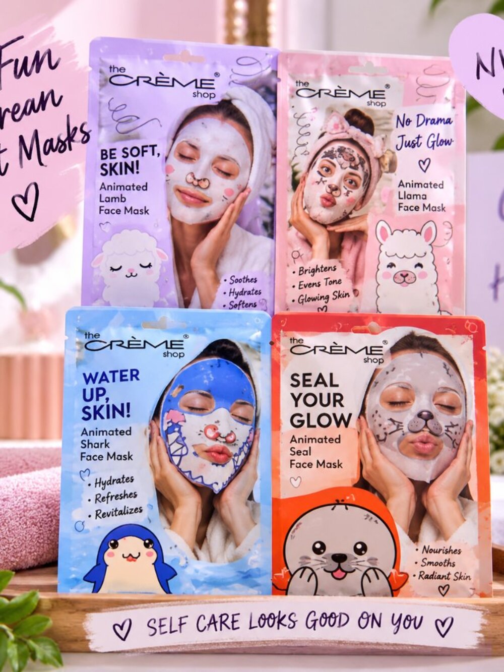 The Crème Shop Face Mask Bundle 12-Pack | 4 Fun Korean Sheet Masks | NWT